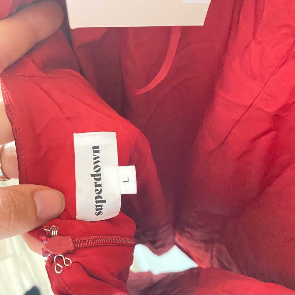 Superdown || NWOT || Nicole Open Back Red Satin Dress - Picture 8 of 10